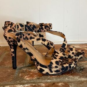 Report Leopard Print High Heel Sandals
